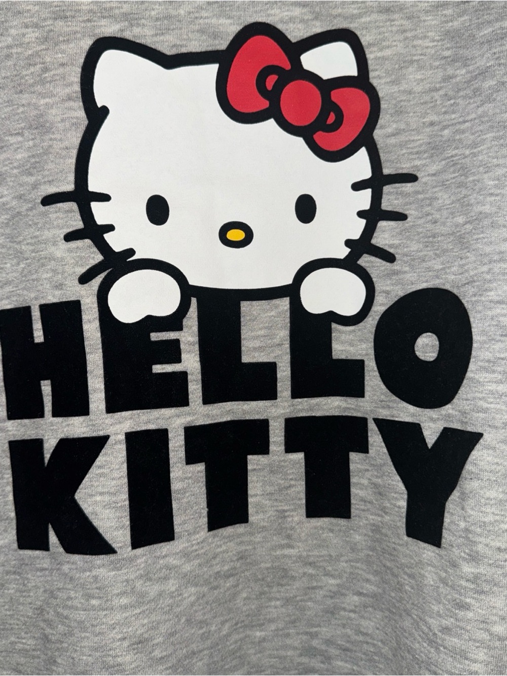Hello Kitty Grey Top with Black, White and Red Striped Trim - Picture 3 of 4